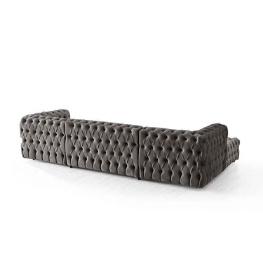 Luxury U-Shaped Rocky Chesterfield Dark Grey Velvet Corner Sofa - Elegant Comfort & Style - UK Luxury Furniture